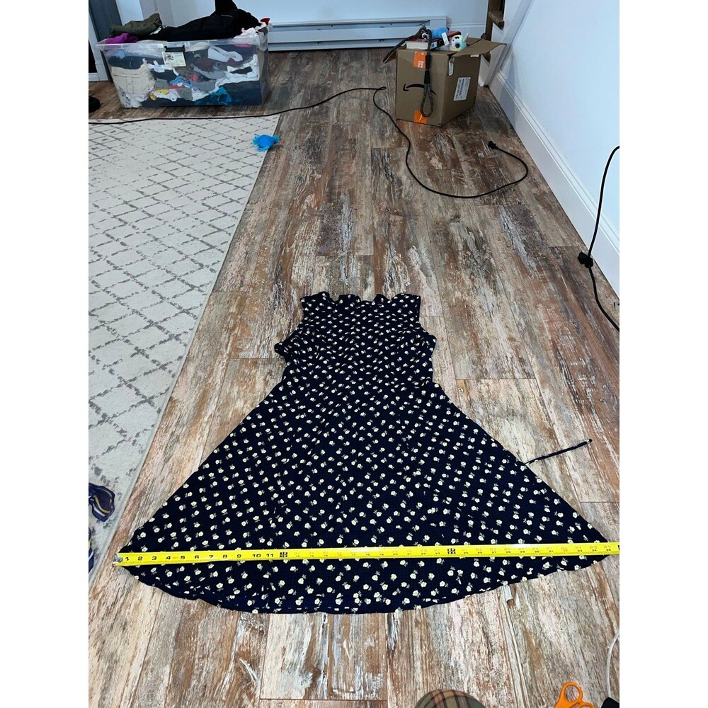 Women’s Navy Blue & Yellow Floral Print Sleeveless Dress Size 12